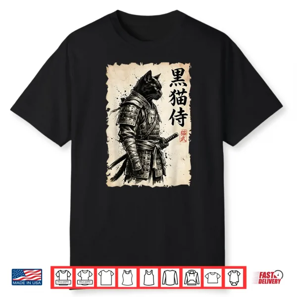 Samurai Cat Warrior Anime Japanese Art Kawaii Cat Samurai Shirt