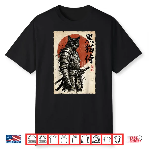 Samurai Cat Warrior Japanese Art Kawaii Anime Cat Samurai Shirt