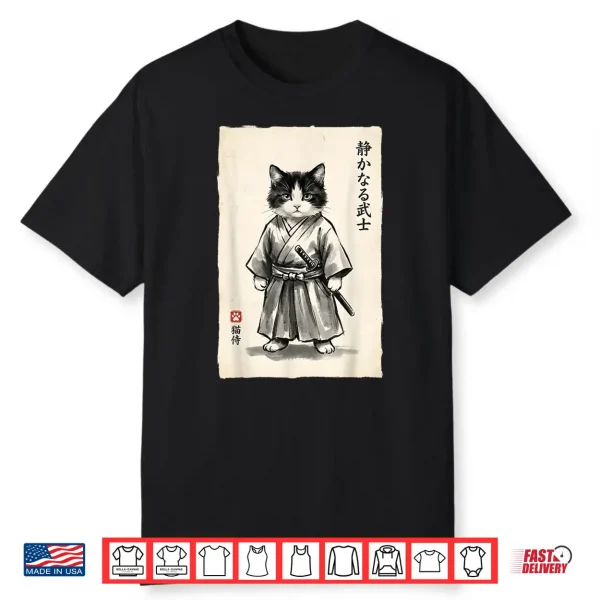 Samurai Cat Warrior Kawaii Anime Japanese Art Cat Samurai Shirt