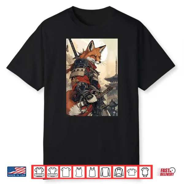 Samurai Fox Shirts For Women Men Vintage Graphic Japanese Shirt