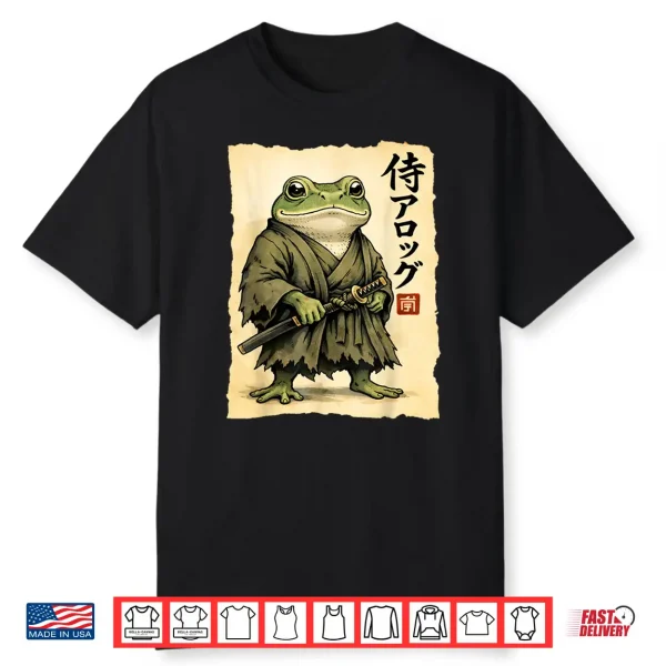 Samurai Frog Japanese Warrior Frog Vintage Ukiyo E Anime Art Shirt