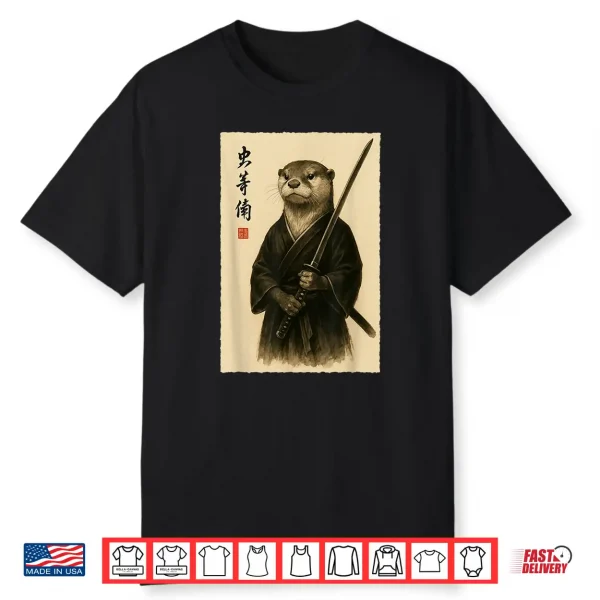Samurai Otter Warrior Japanese Aesthetic Anime Culture Shirt