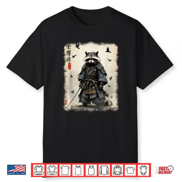 Samurai Raccoon Japanese Warrior & Art   Vintage Anime Shirt