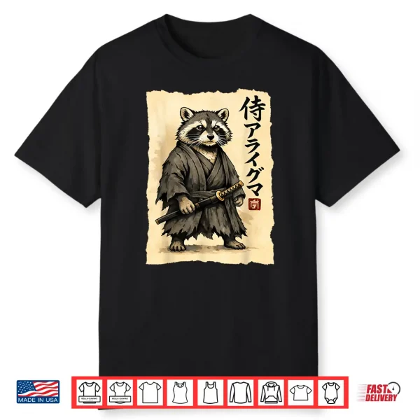 Samurai Raccoon Japanese Warrior Vintage Ukiyo E Anime Art Shirt