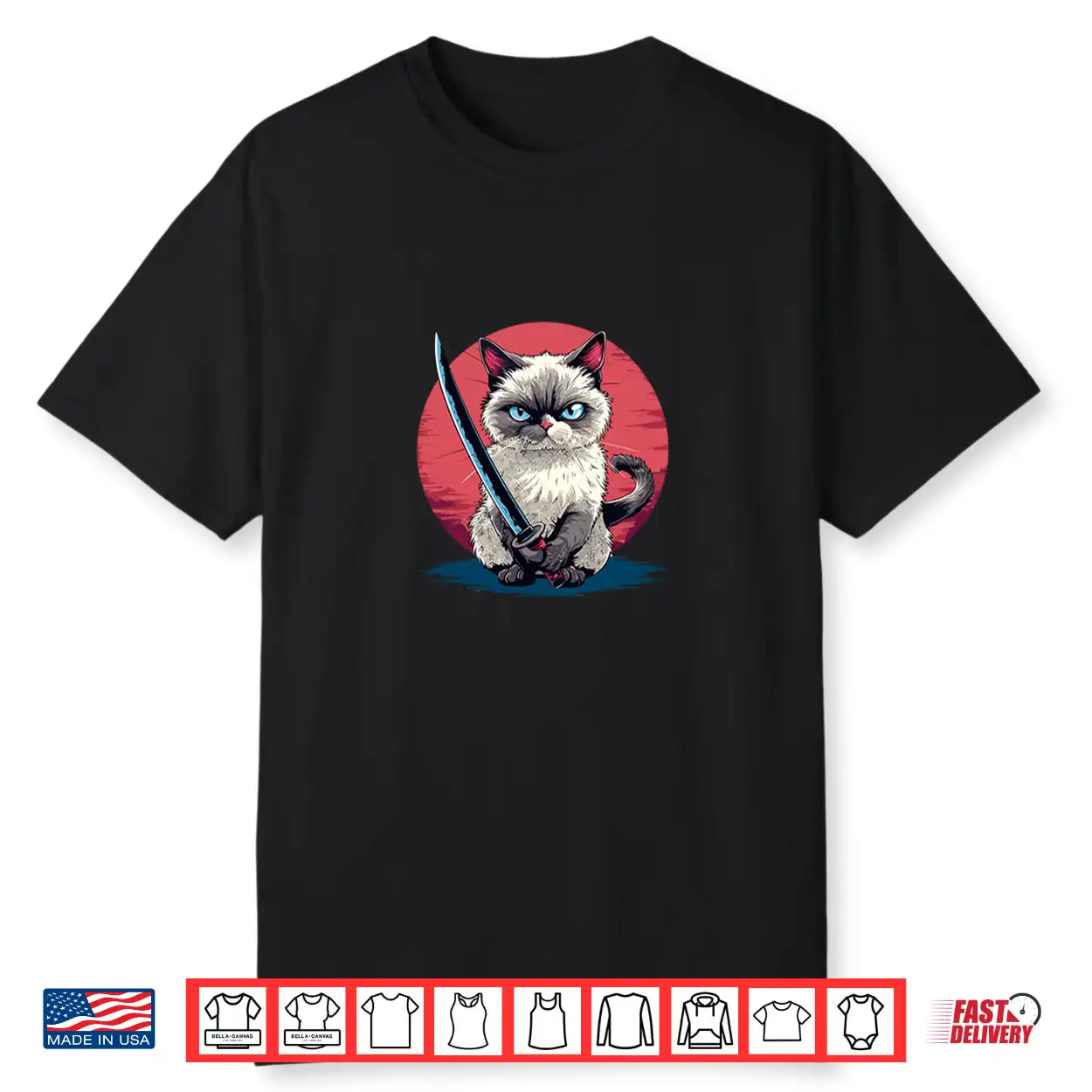Samurai Ragdoll Cat Japanese Kawaii Ninja Cat Shirt Samurai Ragdoll Cat Japanese Kawaii Ninja Cat Shirt