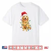 Santa Hat Golden Retriever Christmas Tree Light Xmas Pajama Shirt