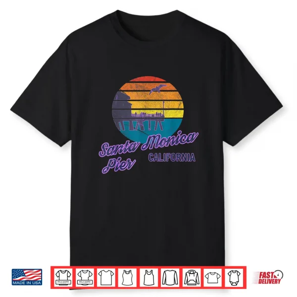 Santa Monica Pier La California Surf Backpacking Beach Usa Shirt