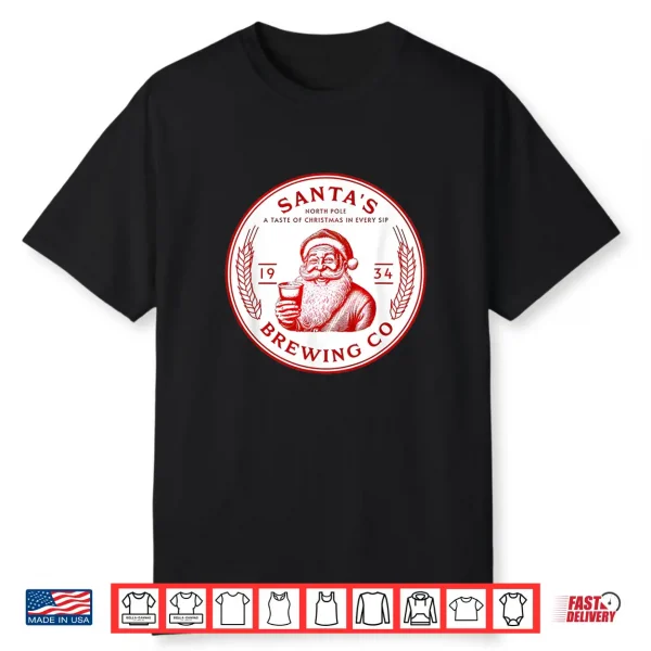 Santa’S Brewing Company Pale Ale Fun Christmas Beer Drinking Shirt