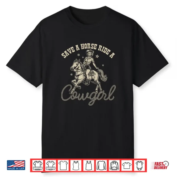 Save A Horse Ride A Cowgirl Lesbian Subtle Lgbt Pride Month Shirt