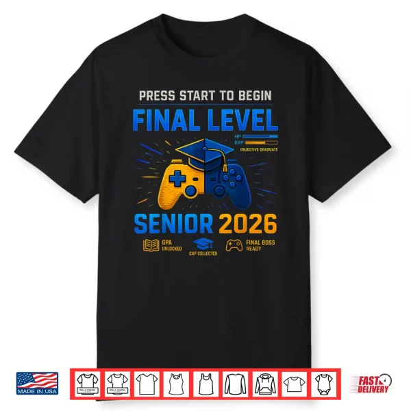 Senior Class Of 2026 Back To School Gamer Senior 2026 Shirt