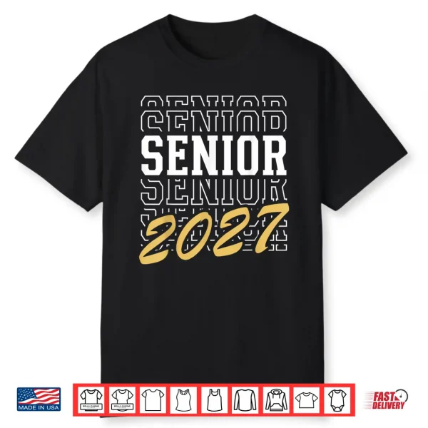 Senior Class Of 2027 Striped Graduate Student Graduation Shirt