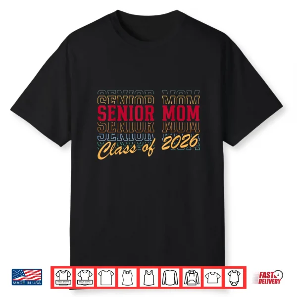 Senior Mom Class Of 2026 Striped Graduate Mother Graduation Shirt