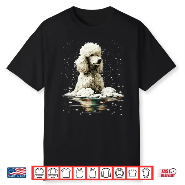 Serene Poodle With Snow Snowy Forest Winter Dog Aesthetic Shirt