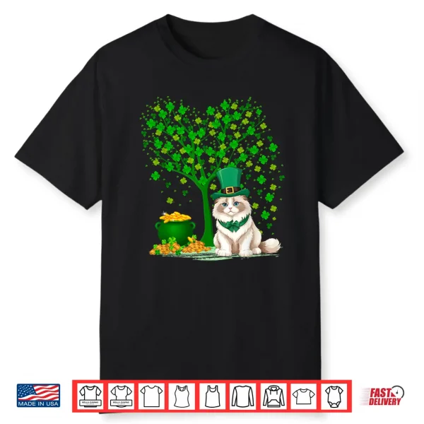 Shamrock Tree Leprechaun Hat Ragdoll Cat St Patrick’S Day Shirt