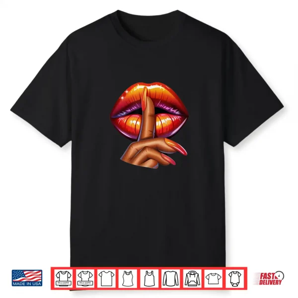 Shhh Lips Finger Silence Pop Art Design For Women Shirt