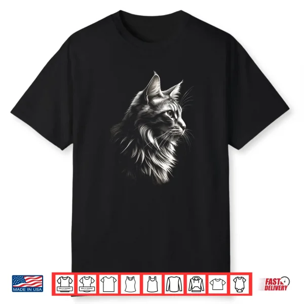 Side Profile Maine Coon Cat Professional Minimalist Modern Graphic Shirt