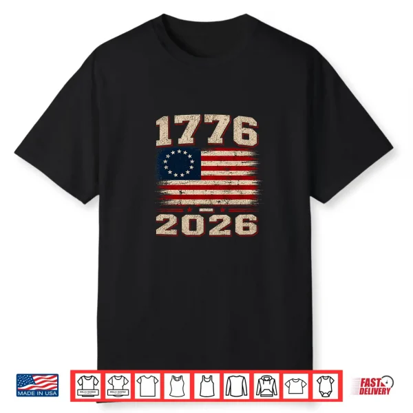 Since 1776 250 Years 2026 Patriotic Vintage Flag Premium Tri Blend Shirt