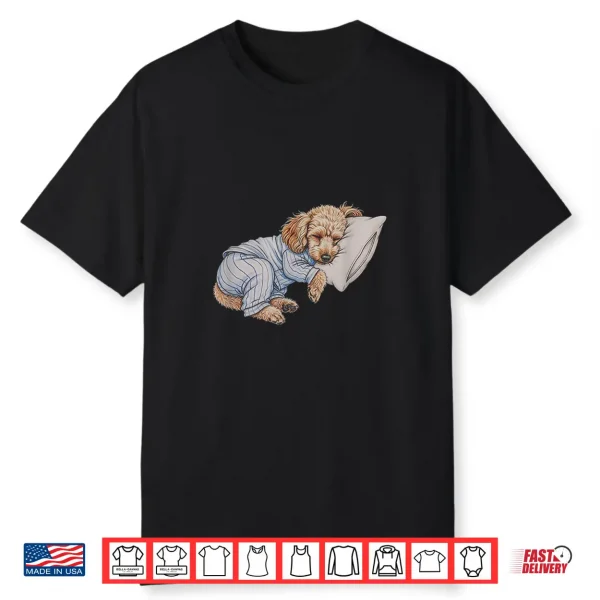 Sleeping Pajama Poodle Drawing Art Design Shirt