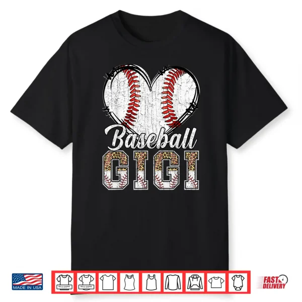 Softball Baseball Gigi Heart Leopard Print Mother’S Day Shirt