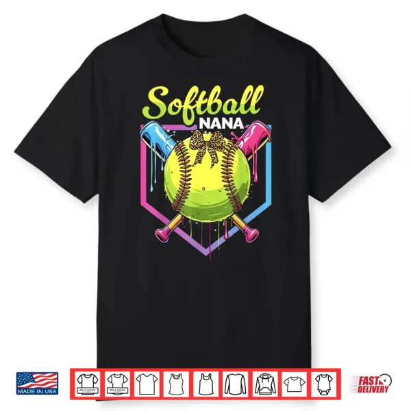 Softball Drip Nana Ice Cream Softball Bow Mother’S Day Shirt