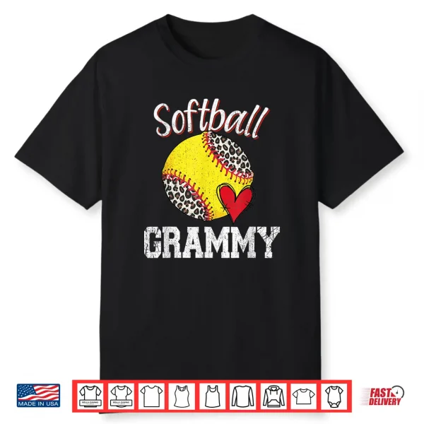 Softball Grammy Leopard Tee Ball Funny Mother’S Day Shirt