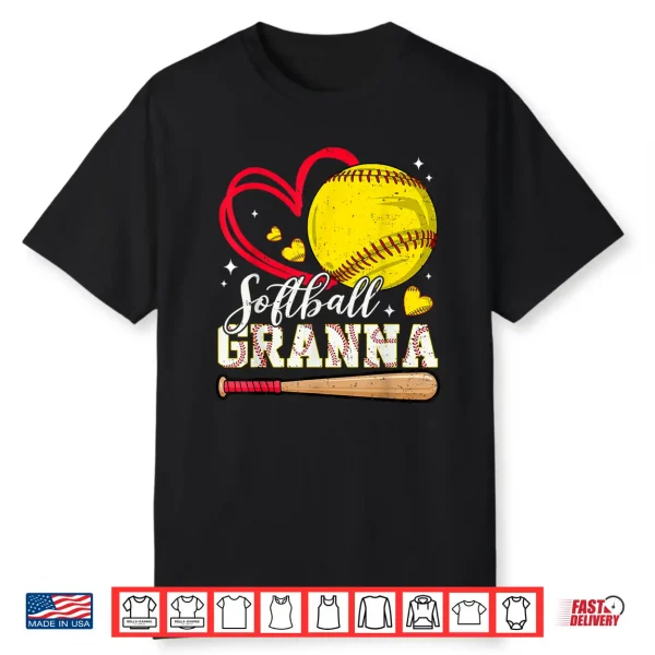 Softball Granna Family Matching Cute Softball Heart Shirt
