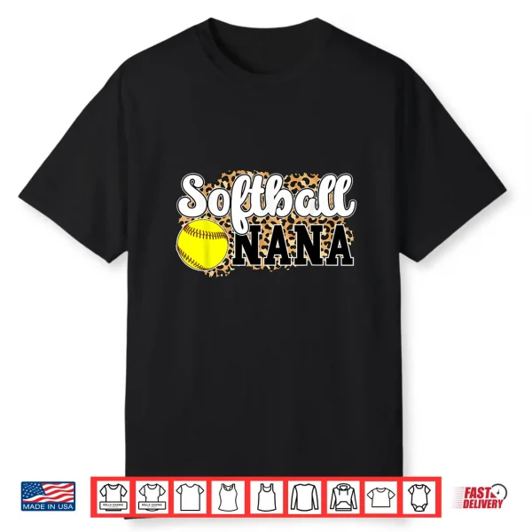 Softball Nana Leopard Nana Of A Softball Player Shirt