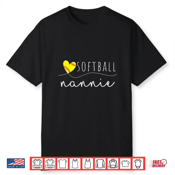 Softball Nannie Softball Heart Family Matching Shirt