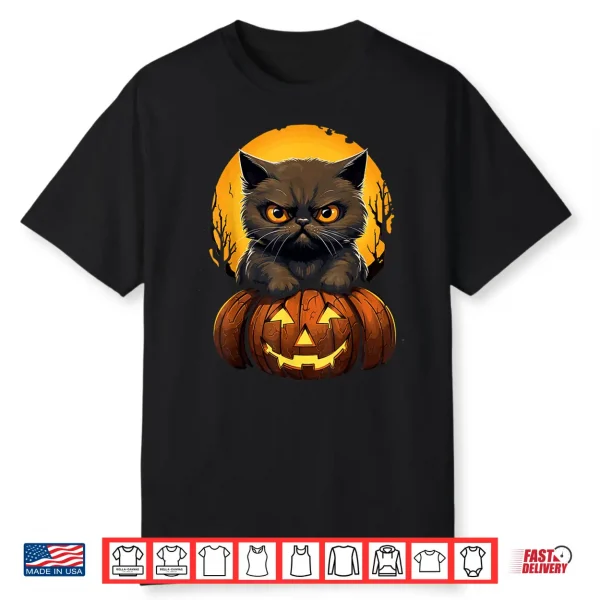 Spooky Funny Halloween Exotic Shorthair Cat Pumpkin Shirt