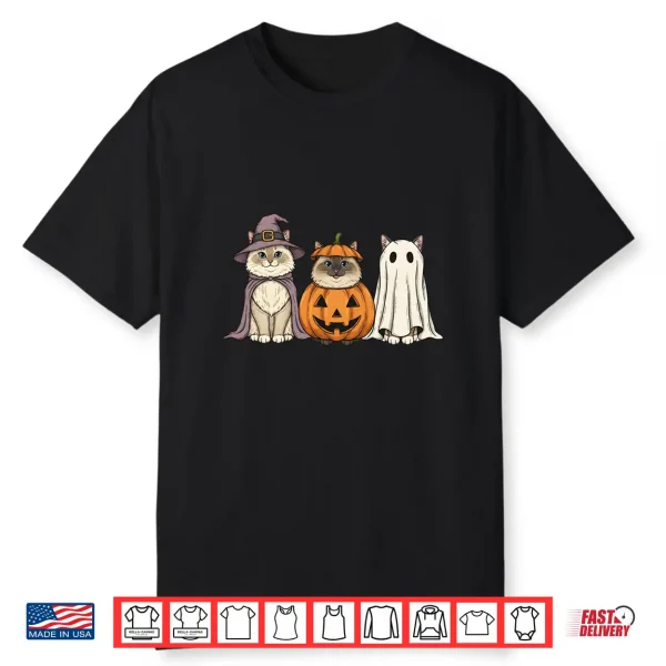 Spooky Ghost Ragdoll Cat Lover Pumpkin Halloween Shirt