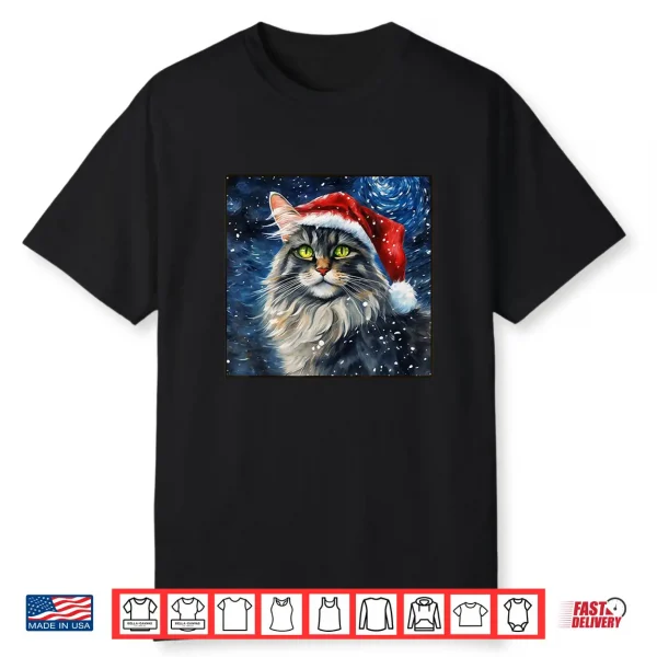 Starry Night Maine Coon Cute Cat Christmas Shirt