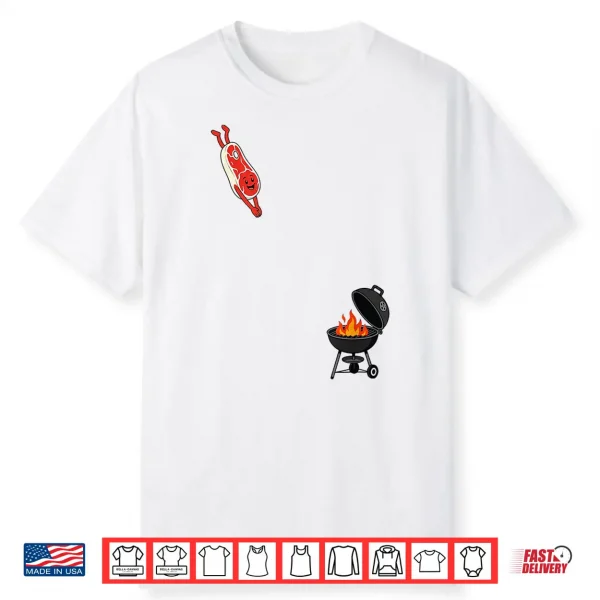 Steak Dive Funny Flying Steak Bbq Grilling Cartoon Humor Shirt