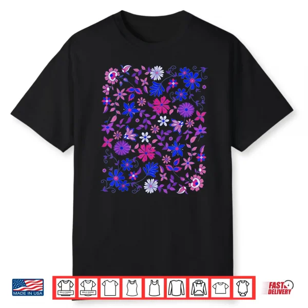 Subtle Bi Pride Bisexual Rainbow Wildflowers Lgbt Month Shirt