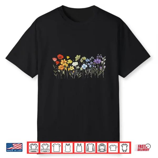 Subtle Wildflowers Lgbtq Month Rainbow Florals Gay Pride Shirt