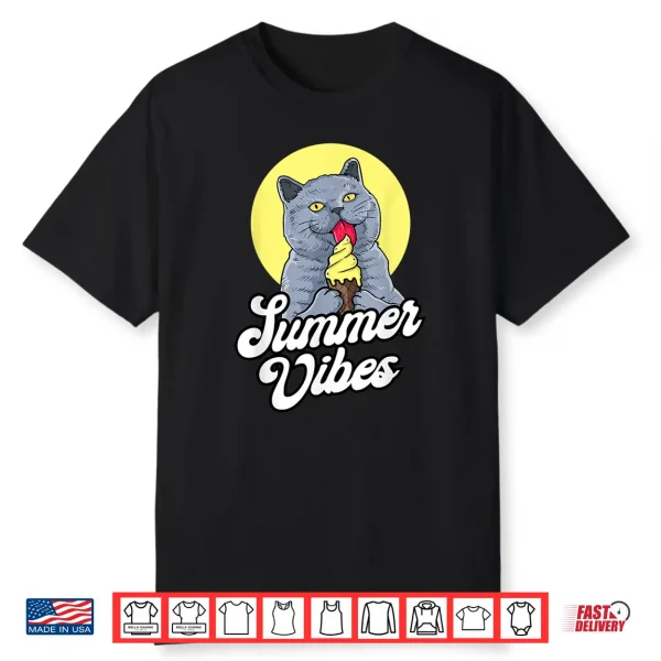 Summer Vibes Ice Cream Cone British Shorthair Cat Lover Shirt