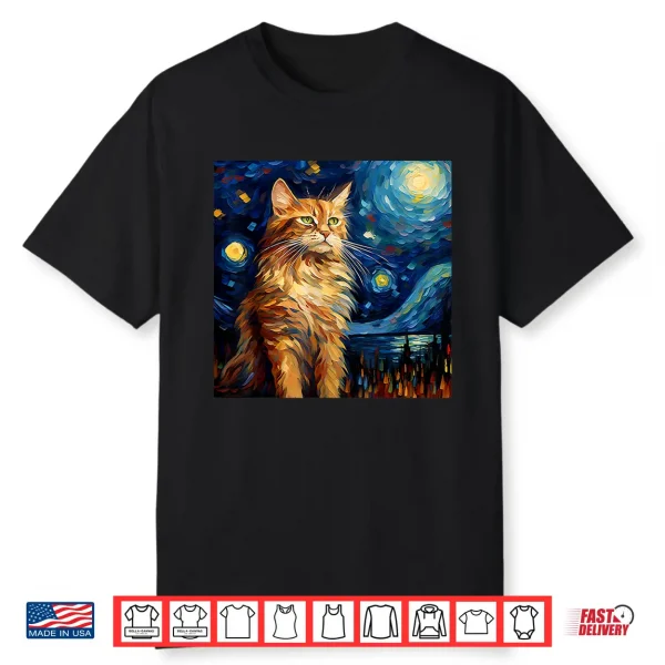 Surreal Starry Night Maine Coon Cat Shirt