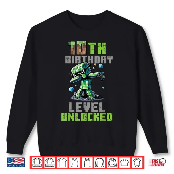 Sweatshirt 10th Birthday Level Unlocked Pixel Dab 10 Bday Gamer Boys Shirt