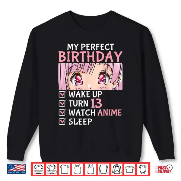 Sweatshirt 13th Birthday Watch Anime 13 Years Old Anime Teen Girls Shirt