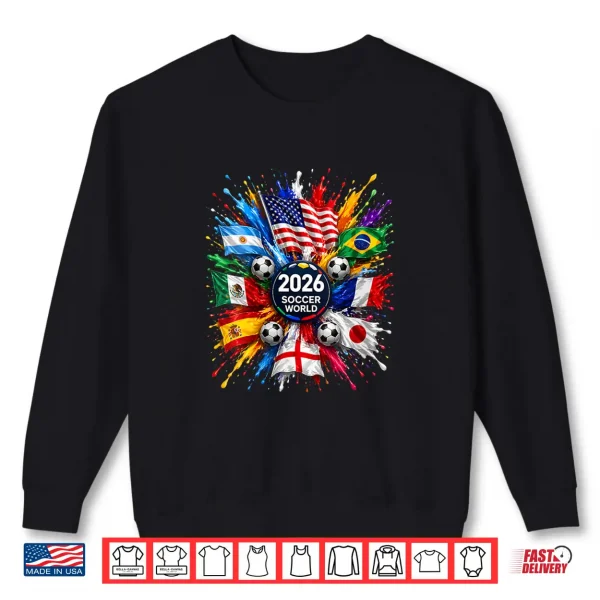 Sweatshirt 2026 Soccer World USA Flag Burst Fan Tee Shirt