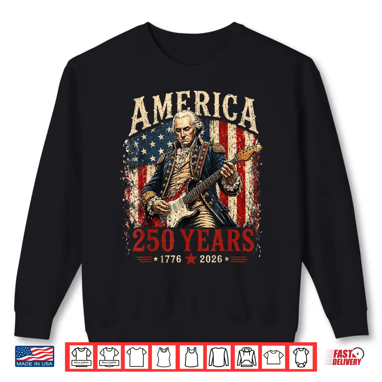 250 Years America Anniversary Washington Playing Guitar Shirt 250 Years America Anniversary Washington Playing Guitar Shirt