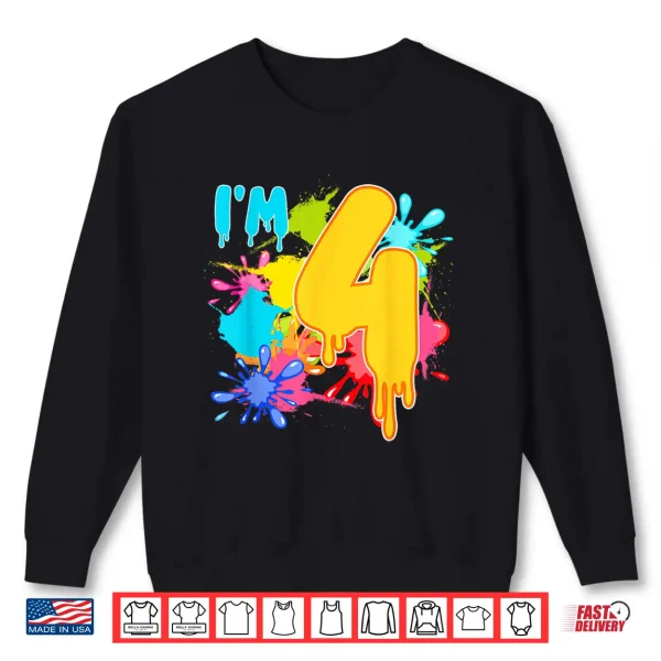 Sweatshirt 4 Year Old Birthday Slime Lover 4th Slime Themed Party Shirt