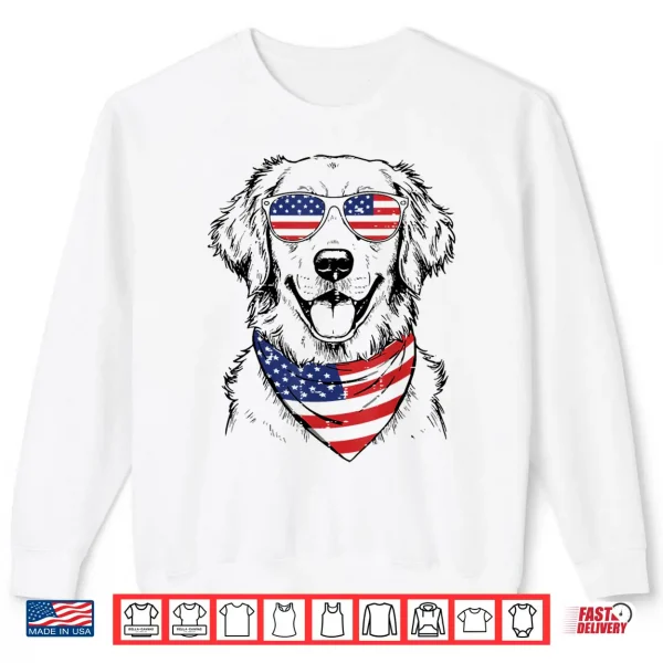 Sweatshirt 4th Of July Dog Golden Retriever Cute Patriot Men Women Kids Shirt