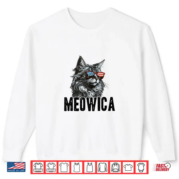 Sweatshirt 4th of July Meowica Maine Coon Cat with American Flag Merica Shirt