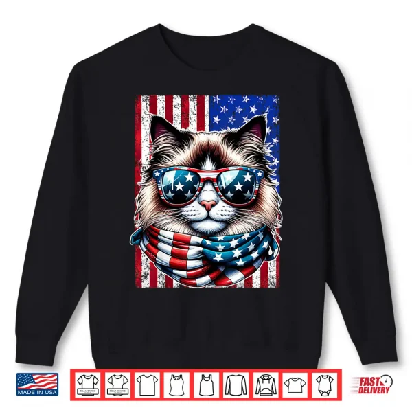 4Th Of July Ragdoll Cat Usa Flag Sunglasses Patriotic Cat Shirt 2 Sweatshirt 4th of July Ragdoll Cat USA Flag Sunglasses Patriotic Cat Shirt