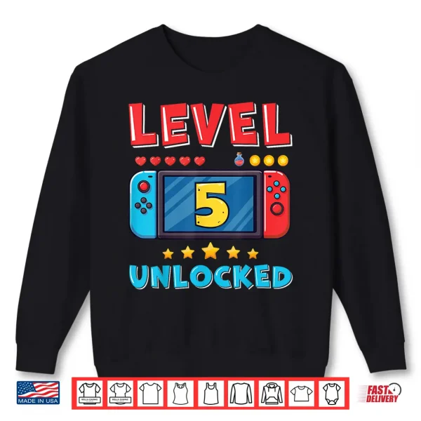 Sweatshirt 5 Year Old Bday Decorations Son Gamer Boy 5yr 5th Birthday Shirt
