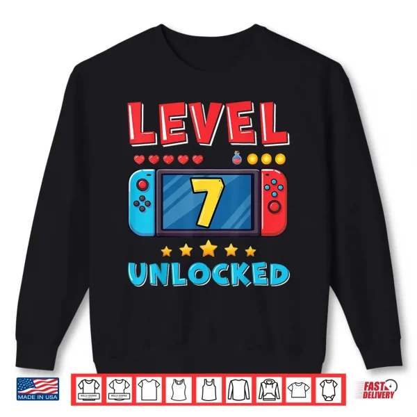 Sweatshirt 7 Year Old Bday Decorations Son Gamer Boy 7yr 7th Birthday Shirt