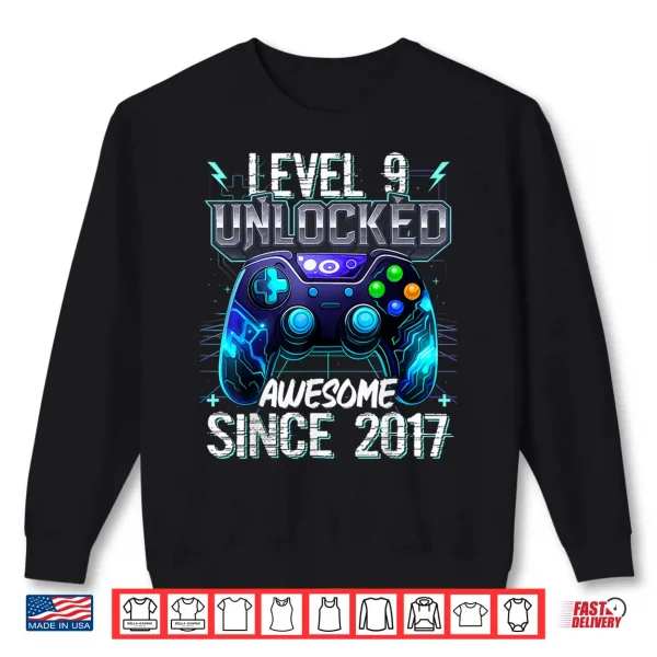 Sweatshirt 9th Birthday Boy Level 9 Gamer 9 Year Video Game Party Shirt