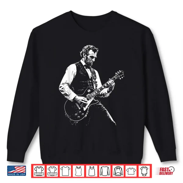 Sweatshirt Abe Lincoln Playing Guitar Retro Vintage Abraham Lincoln Shirt