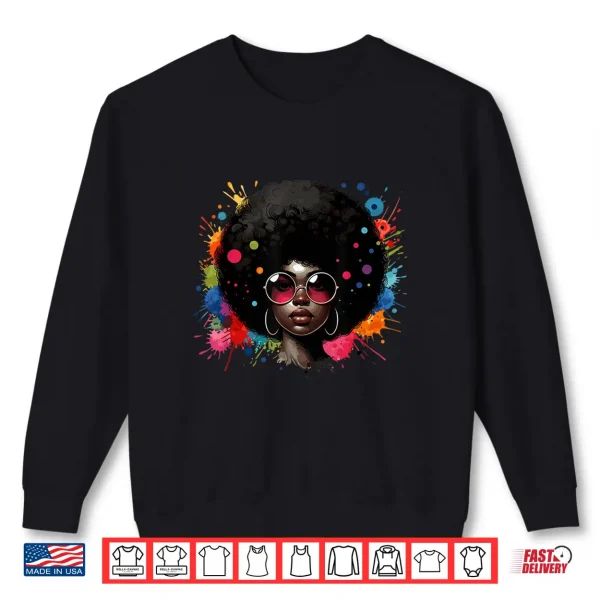 Sweatshirt African American Woman Black Afro Colorful Juneteenth Shirt