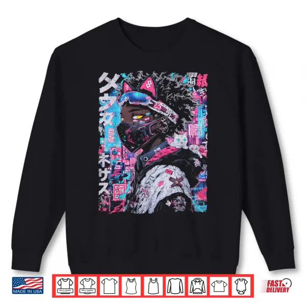 Sweatshirt Afro Streetwear Black Cyberpunk Otaku Techwear Manga Anime Shirt